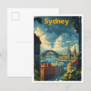 Sydney Australia Classic Retro Vintage Travel Postcard