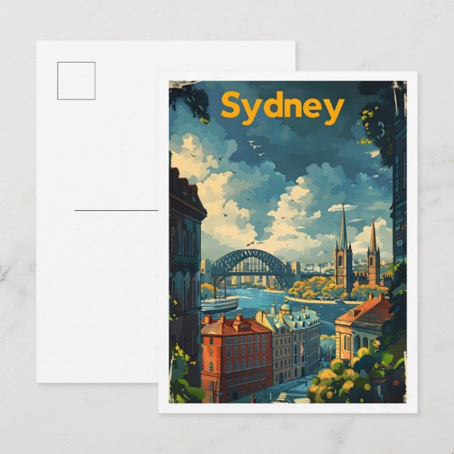 Sydney Australia Classic Retro Vintage Travel Postcard (Front/Back)