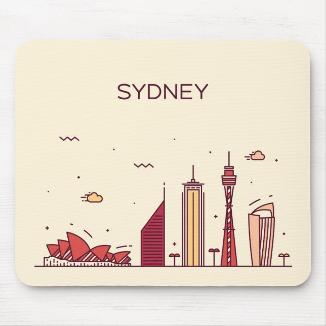 Sydney, Australia | Doodle Skyline Mouse Mat (Front)