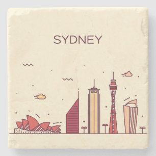 Sydney, Australia Doodle Skyline Stone Coaster