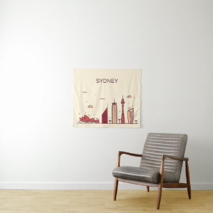Sydney, Australia   Doodle Skyline Tapestry