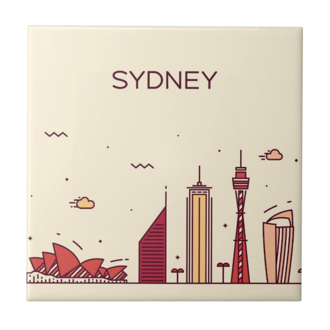Sydney, Australia | Doodle Skyline Tile (Front)