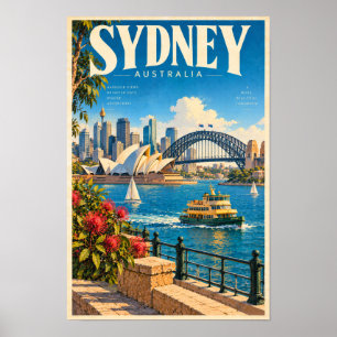 Sydney Australia Harbour Bridge Opera House Travel Poster