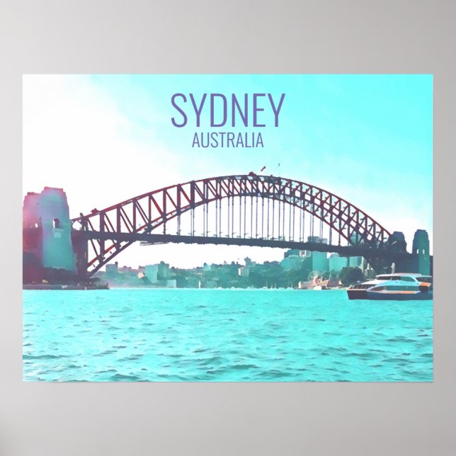 Sydney Australia Harbour Bridge travel print (Front)