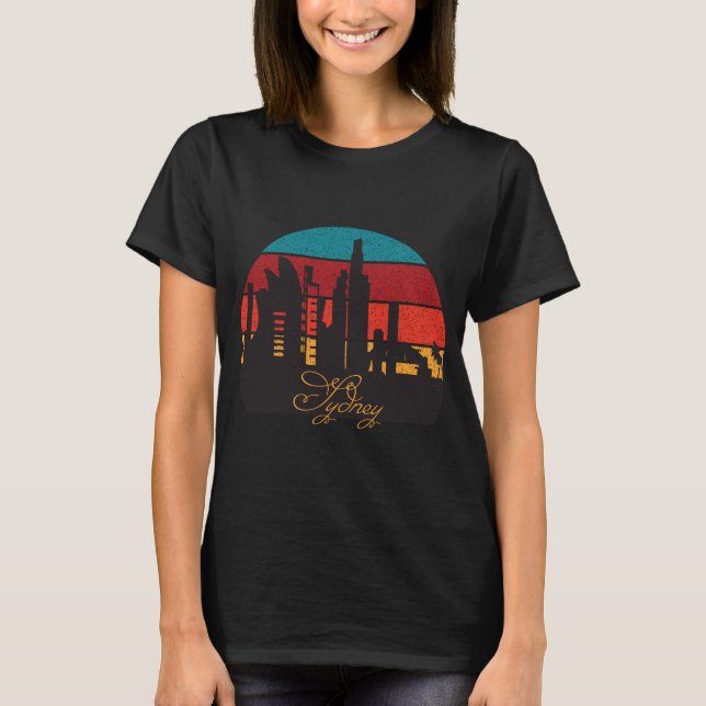 Sydney Australia Harbour Retro Travel T-Shirt (Front)