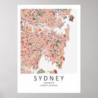 Sydney Australia Map Poster | Modern City Wall Art