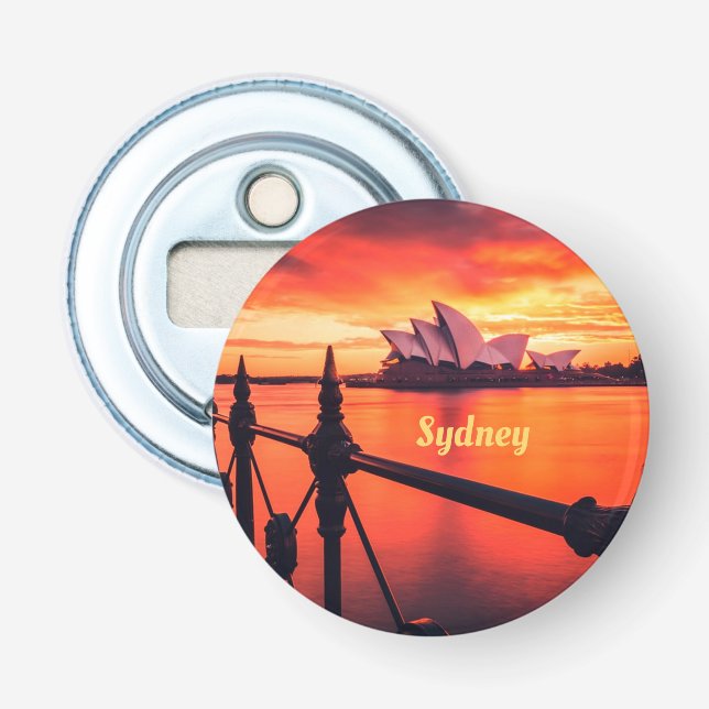 Sydney Australia Opera House Orange Sky Bottle Opener (Front)