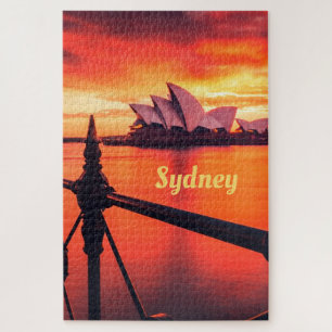 Sydney Australia Opera House Orange Sky Jigsaw Puzzle