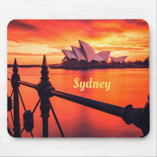 Sydney Australia Opera House Orange Sky Mouse Mat