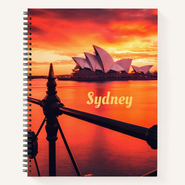 Sydney Australia Opera House Orange Sky Notebook (Front)