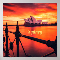 Sydney Australia Opera House Orange Sky