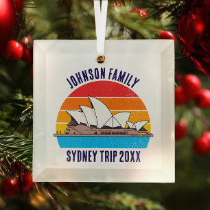Sydney Australia Opera House Personalised Vacation Glass Tree Decoration