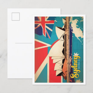 Sydney Australia Pop Art Travel Illustration Postcard