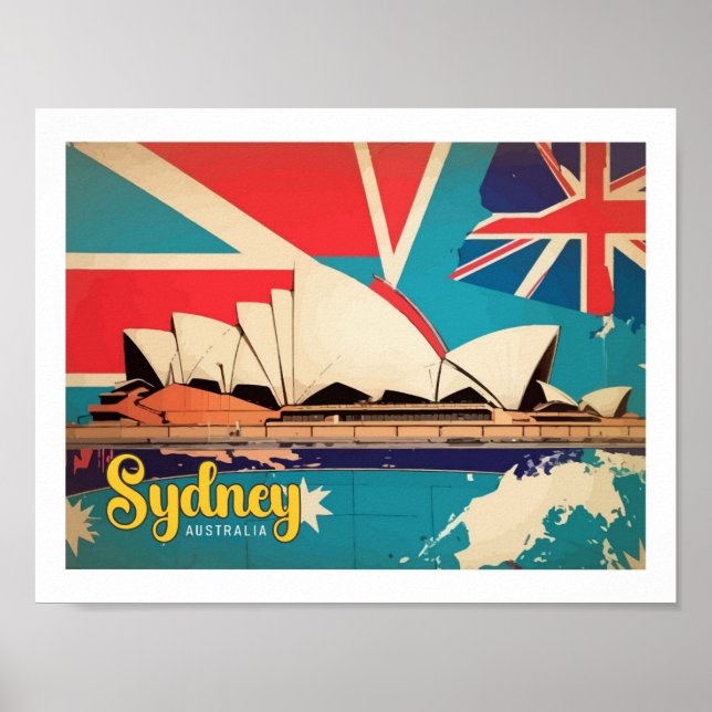 Sydney Australia Pop Art Travel Illustration Poster (Front)
