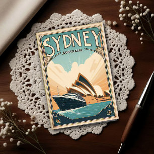 Sydney Australia Retro Travel  Postcard