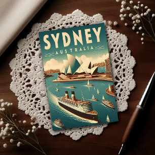 Sydney Australia Retro Travel Postcard