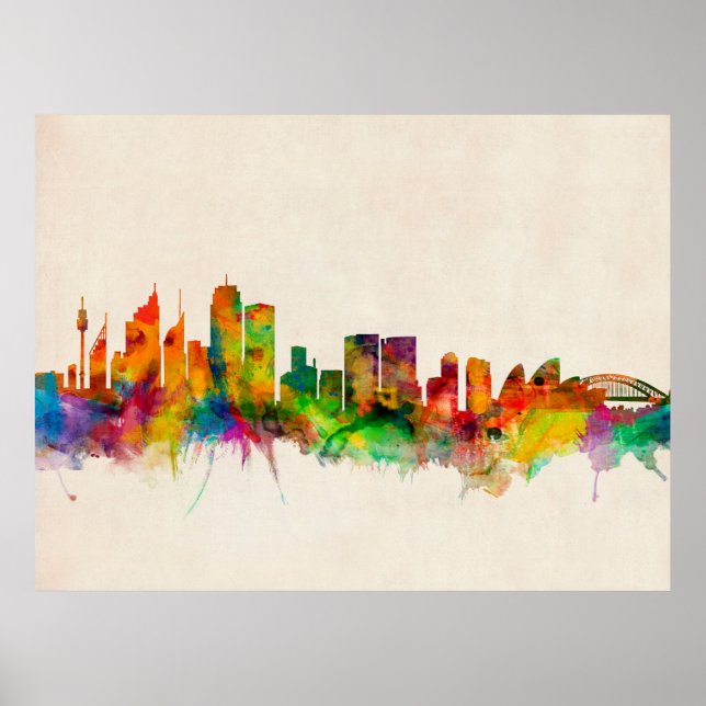 Sydney Australia Skyline Cityscape Poster (Front)