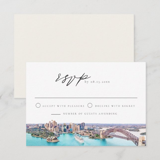 SYDNEY AUSTRALIA Skyline Destination RSVP Invitation (Front/Back)