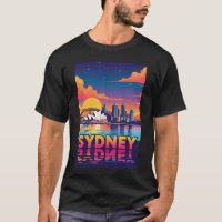 Sydney Australia Skyline Sunset Retro Travel 