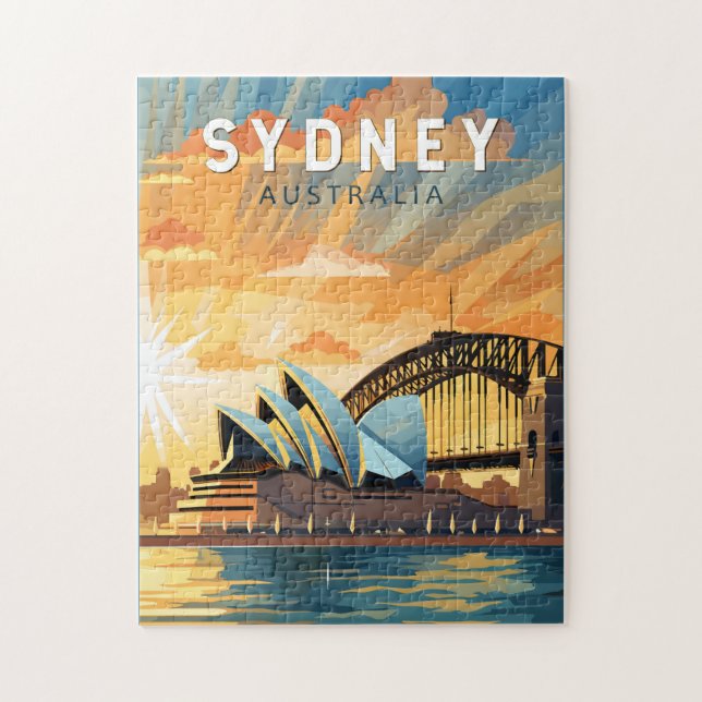 Sydney Australia Travel Art Vintage Jigsaw Puzzle (Vertical)