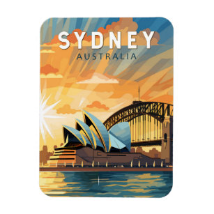 Sydney Australia Travel Art Vintage Magnet