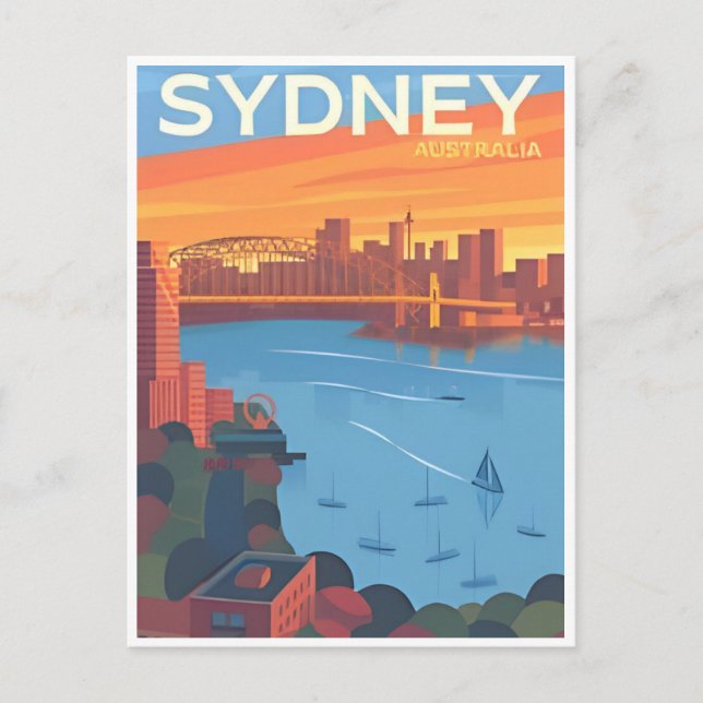 Sydney Australia Travel Art Vintage  Postcard (Front)