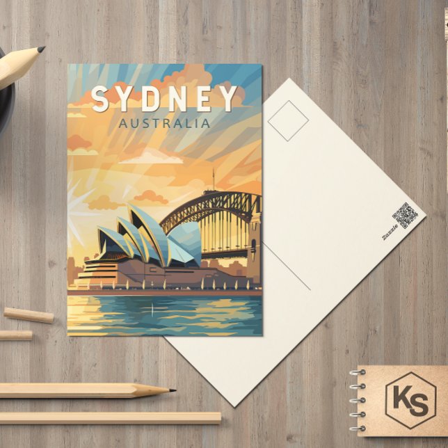 Sydney Australia Travel Art Vintage Postcard (Creator Uploaded)
