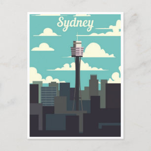 Sydney Australia Travel Art Vintage  Postcard