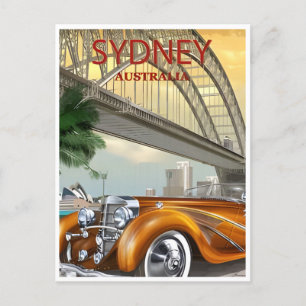 Sydney Australia Travel Art Vintage Postcard
