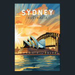 Sydney Australia Travel Art Vintage Poster<br><div class="desc">Sydney retro vector travel design. Sydney,  capital of New South Wales and one of Australia's largest cities,  is best known for its harbourfront Sydney Opera House,  with a distinctive sail-like design.</div>