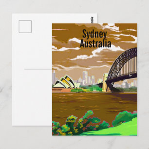 Sydney Australia Travel Postcard Art, Australia Tr