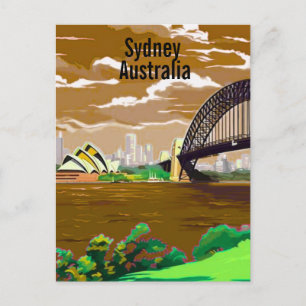 Sydney Australia Travel Postcard Art, Australia Tr
