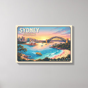 Sydney Australia Travel Poster Canvas Print