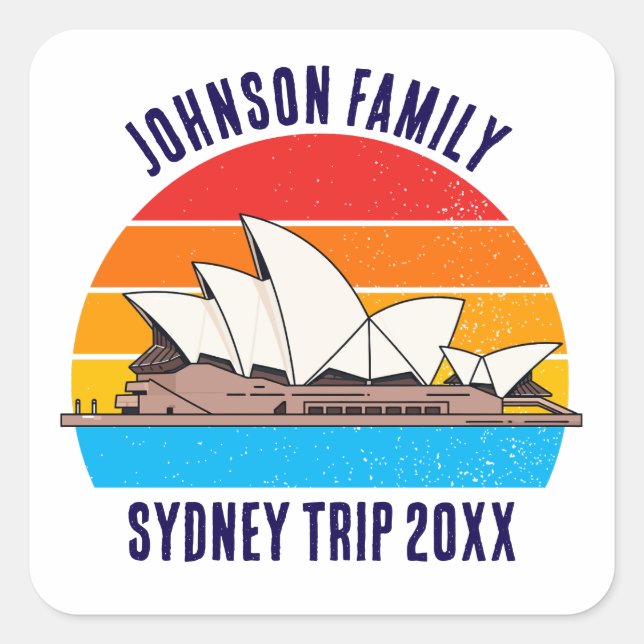 Sydney Australia Trip Opera House Customised Square Sticker (Front)