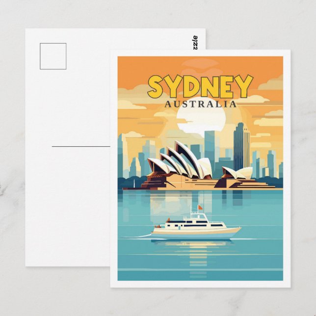 Sydney Australia vintage travel place illustration Postcard (Front/Back)