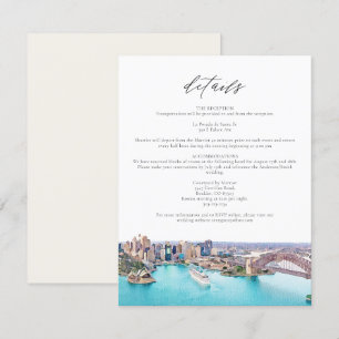 SYDNEY AUSTRALIA Watercolor Illustration Wedding Invitation