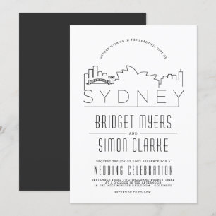 Sydney, Australia Wedding Deco Skyline Invitation