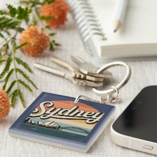 Sydney Australian Retro Sunset  Key Ring