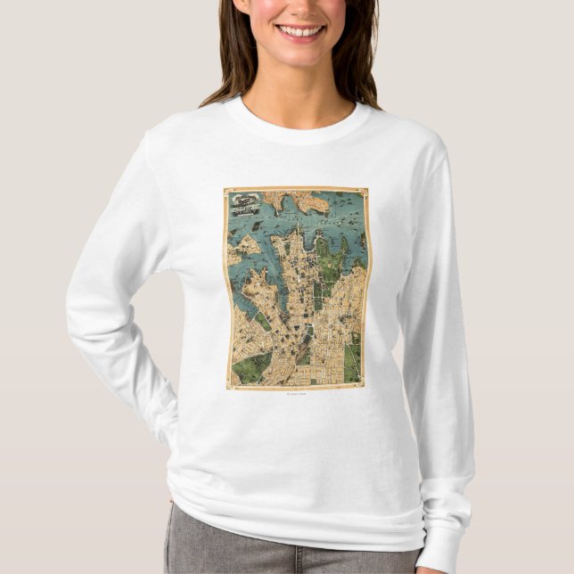 Sydney, AustraliaPanoramic Map T-Shirt (Front)