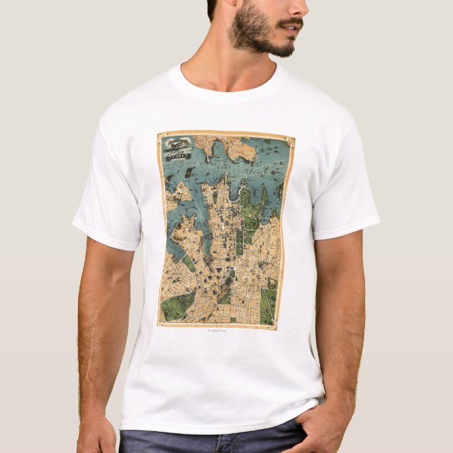 Sydney, AustraliaPanoramic Map T-Shirt (Front)