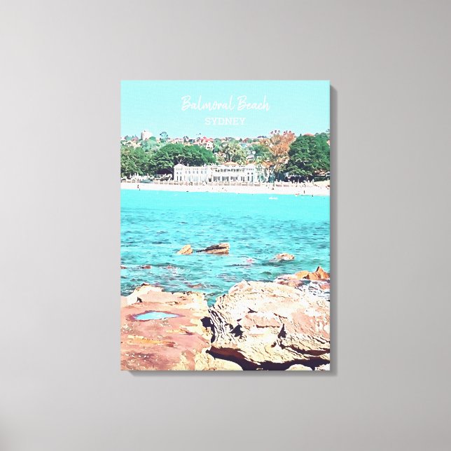 Sydney Balmoral Beach retro Bathers Pavillion Canvas Print (Front)