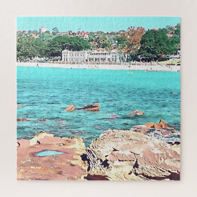 Sydney Balmoral Beach retro Bathers Pavillion Jigsaw Puzzle (Vertical)