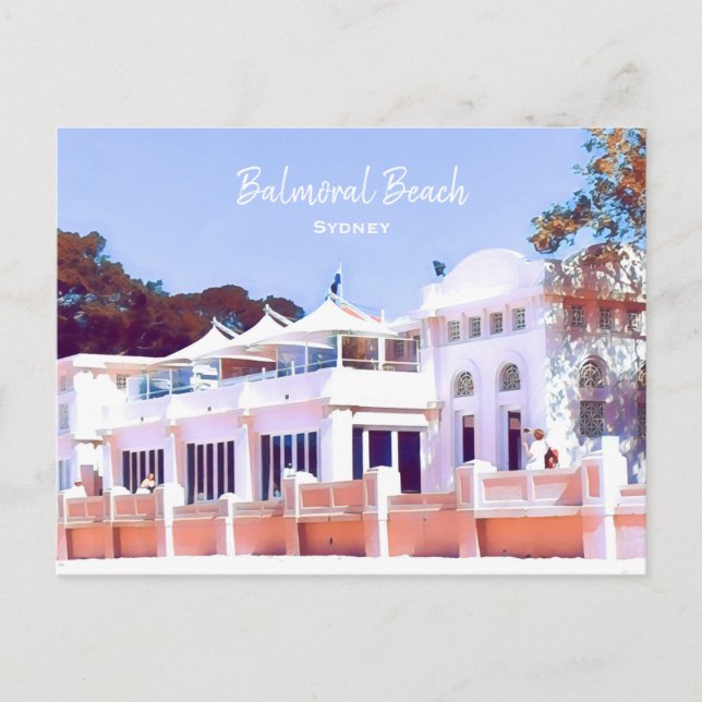 Sydney Balmoral Beach retro Bathers Pavillion Postcard (Front)