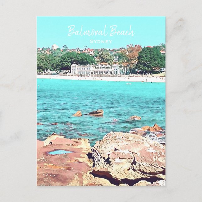 Sydney Balmoral Beach retro Bathers Pavillion Postcard (Front)