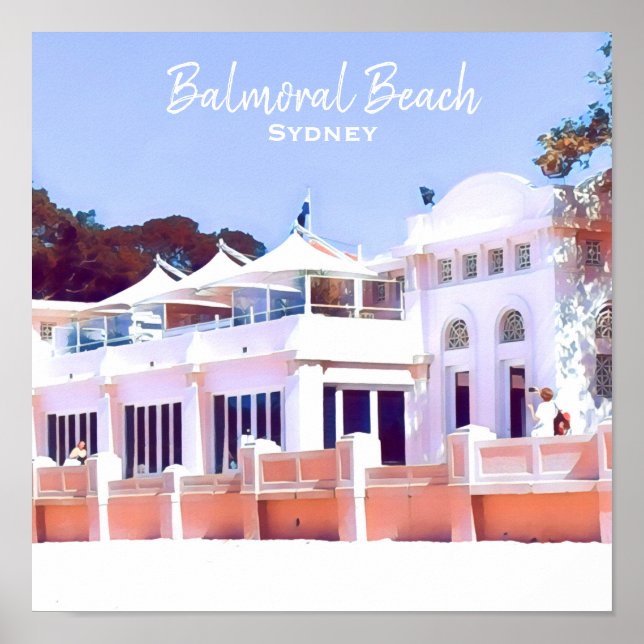 Sydney Balmoral Beach retro Bathers Pavillion Poster (Front)