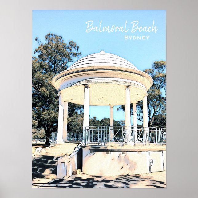 Sydney Balmoral Beach white Rotunda Poster (Front)