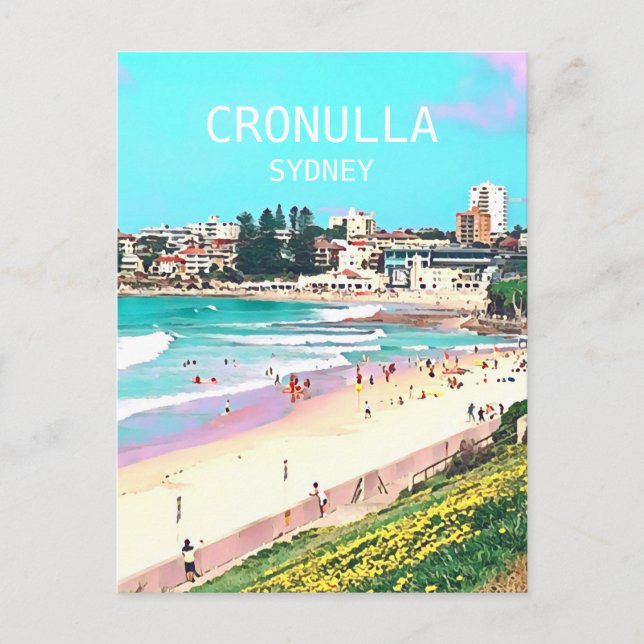Sydney beach Cronulla digital art travel Postcard (Front)
