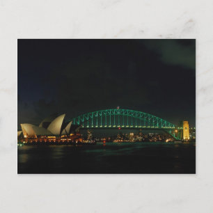 Sydney Bridge and Opera House at night, Australia Postcard