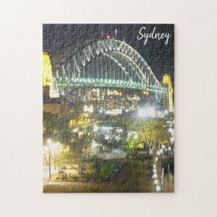 sydney bridge lit up night jigsaw puzzle