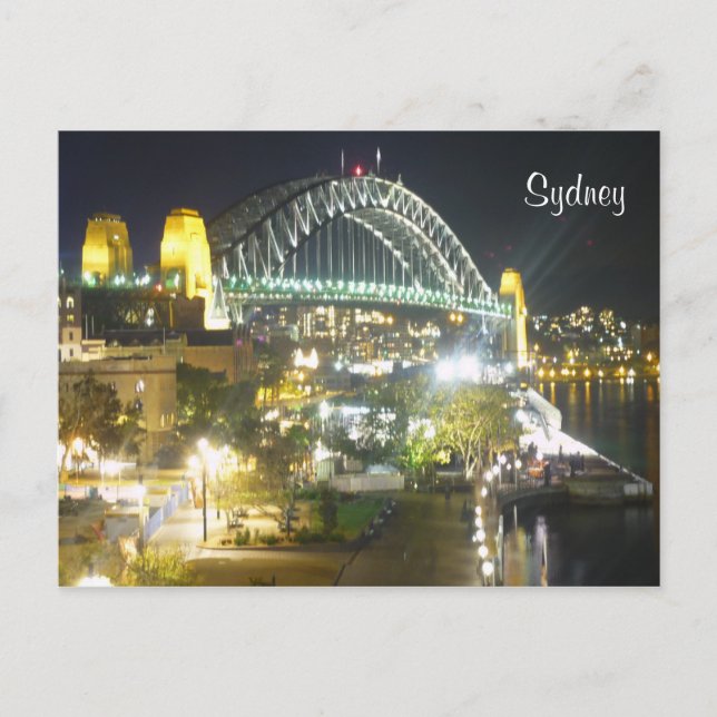 sydney bridge night lights postcard (Front)